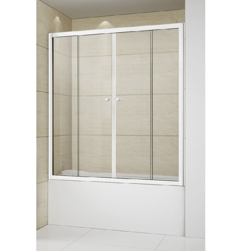 Шторка на ванну Cezares Relax VF-2 150х145 профиль Белый стекло рифленое