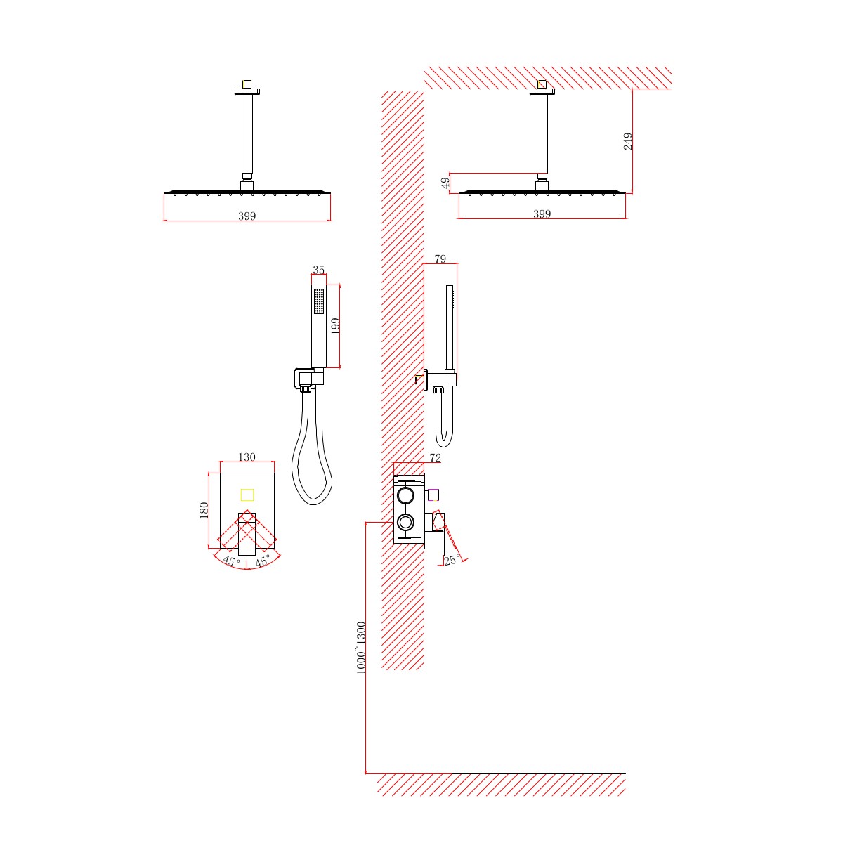 Душевая система встраиваемая D&K Bayern.Liszt DA1515805A19, черный