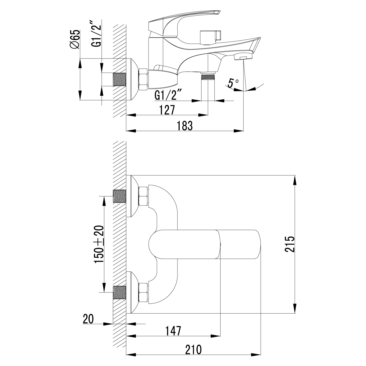 Смеситель для ванны с душем Lemark Plus Shape LM1712C хром
