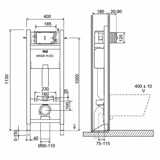 Инсталляция для подвесных унитазов OLI EXPERT EVO/SPEED 014091