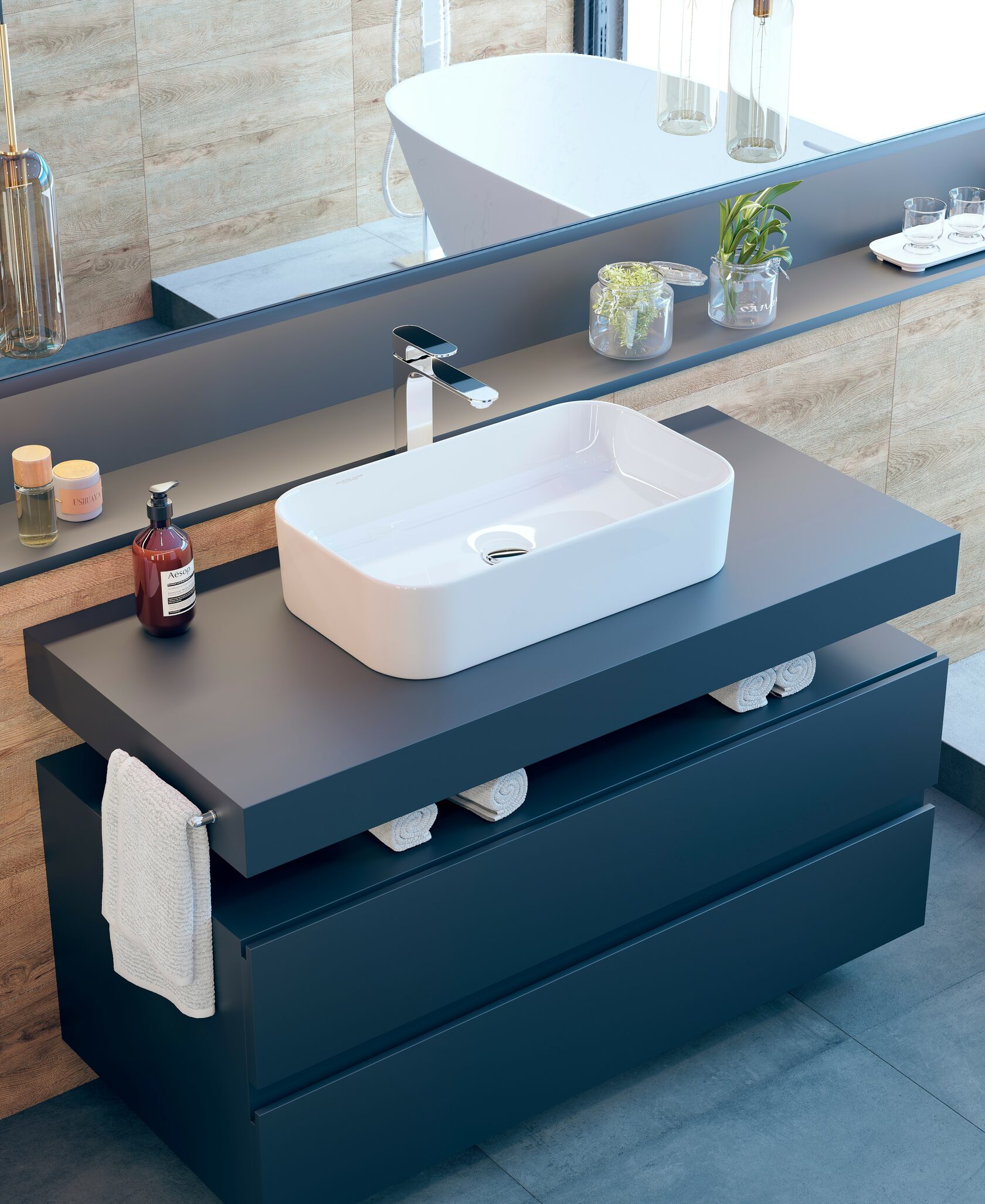 Раковина накладная 60см Sanita Luxe Infinity INF60SLWB01S белый