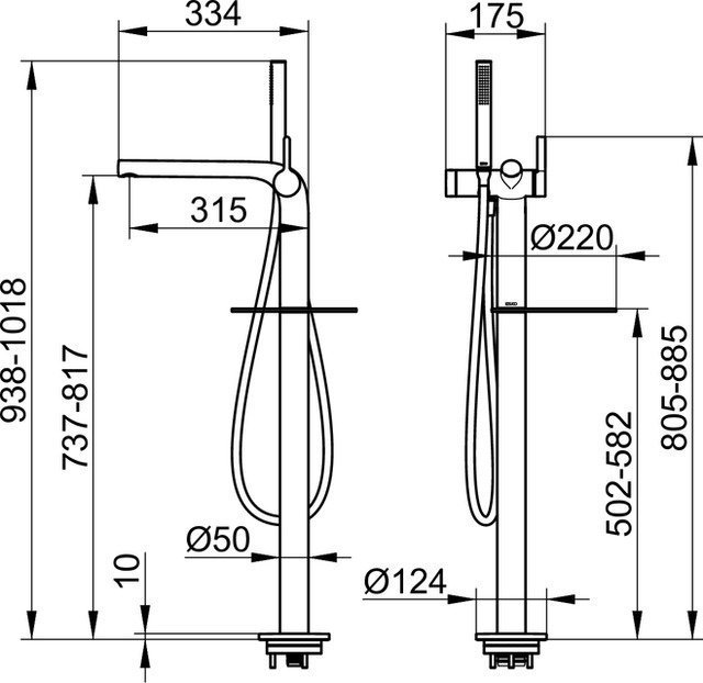 Смеситель для ванны напольный Keuco Edition 400 51527010100 хром