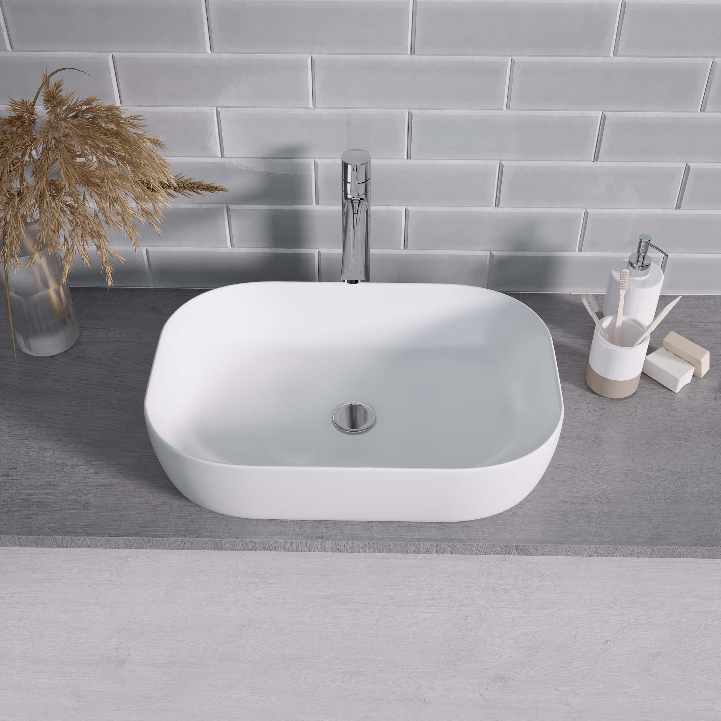 Раковина накладная 61см Grossman GR-3049 белый