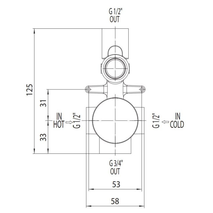Скрытая часть для механического смесителя на 2 потребителя Bossini Z00005000