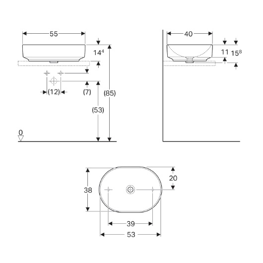 Раковина 55см Geberit VariForm 500.774.01.2