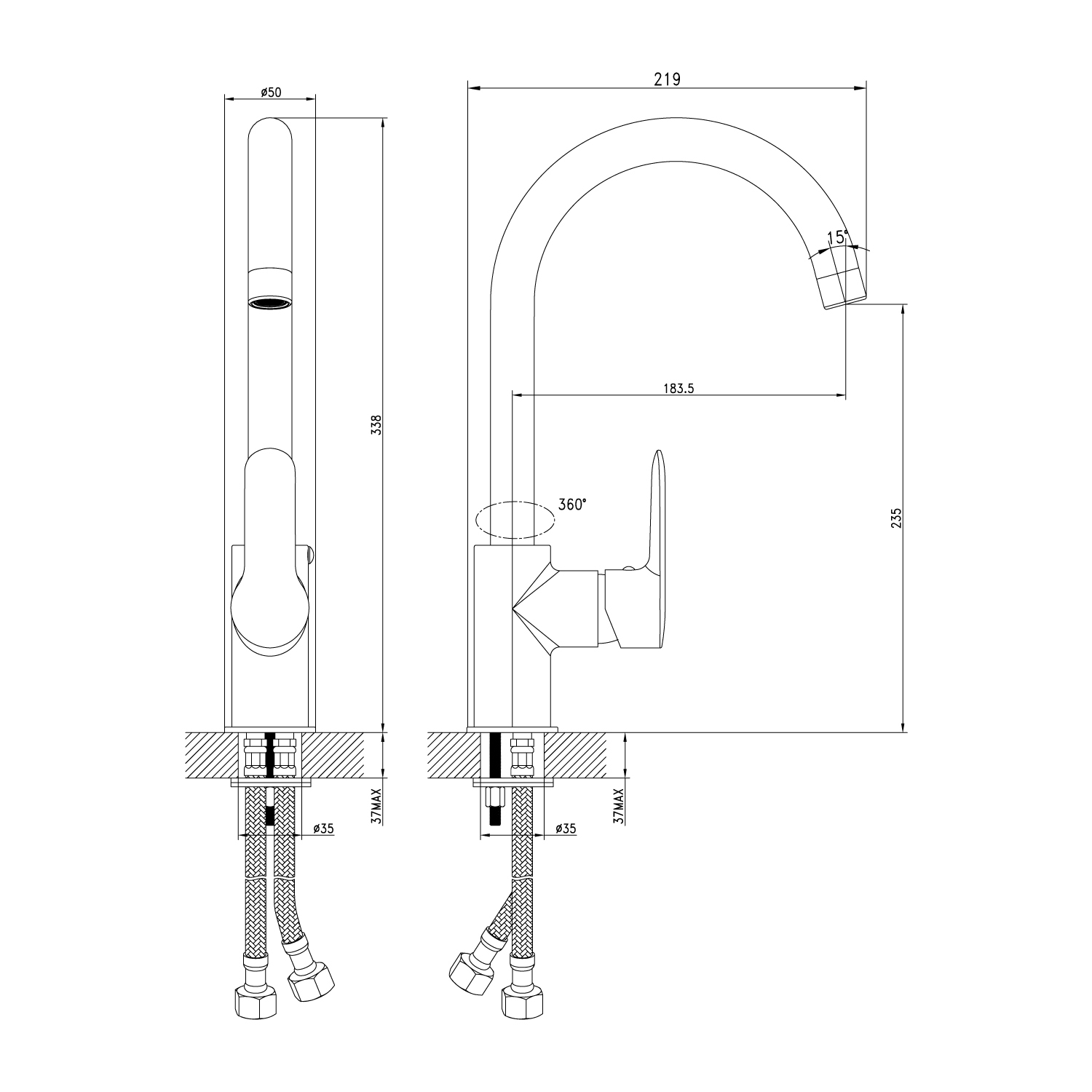 Смеситель для кухни IDDIS Cuba CUBSBJ0i05 хром глянцевый