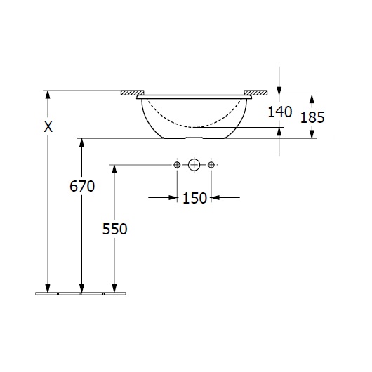 Раковина встраиваемая снизу 43см Villeroy & Boch Loop & Friends 4A530001 alpin