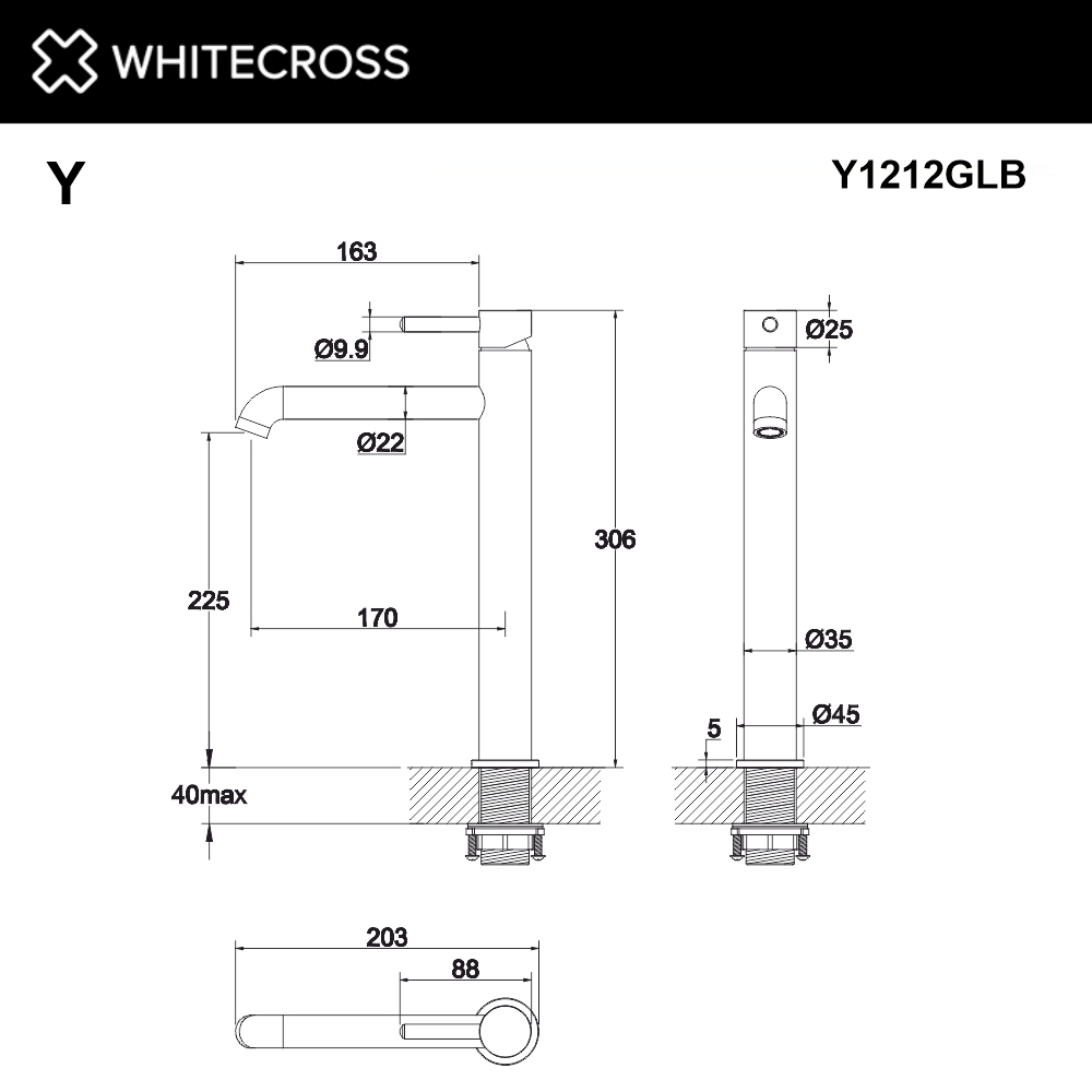 Смеситель для умывальника WHITECROSS Y Y1212GLB (брашированное золото)