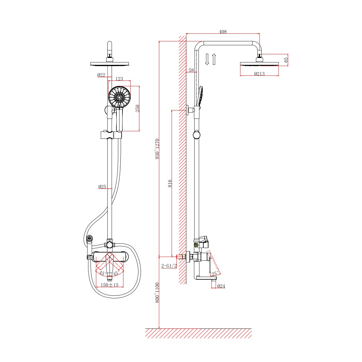 Душевая система с гигиеническим душем D&K Bayern.Fürth DA1524705B18, черный