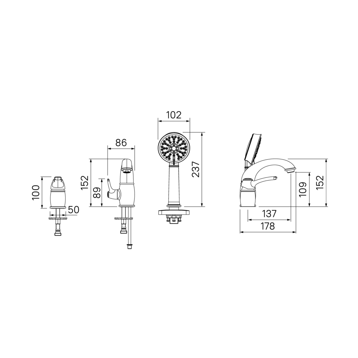 Смеситель для ванны с душем IDDIS Oldie OLDBR30i07 бронза
