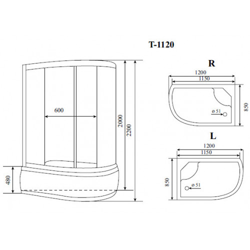 Душевая кабина Timo Comfort T-8820 R C 120x85x220 профиль хром глянцевый, стекло прозрачное