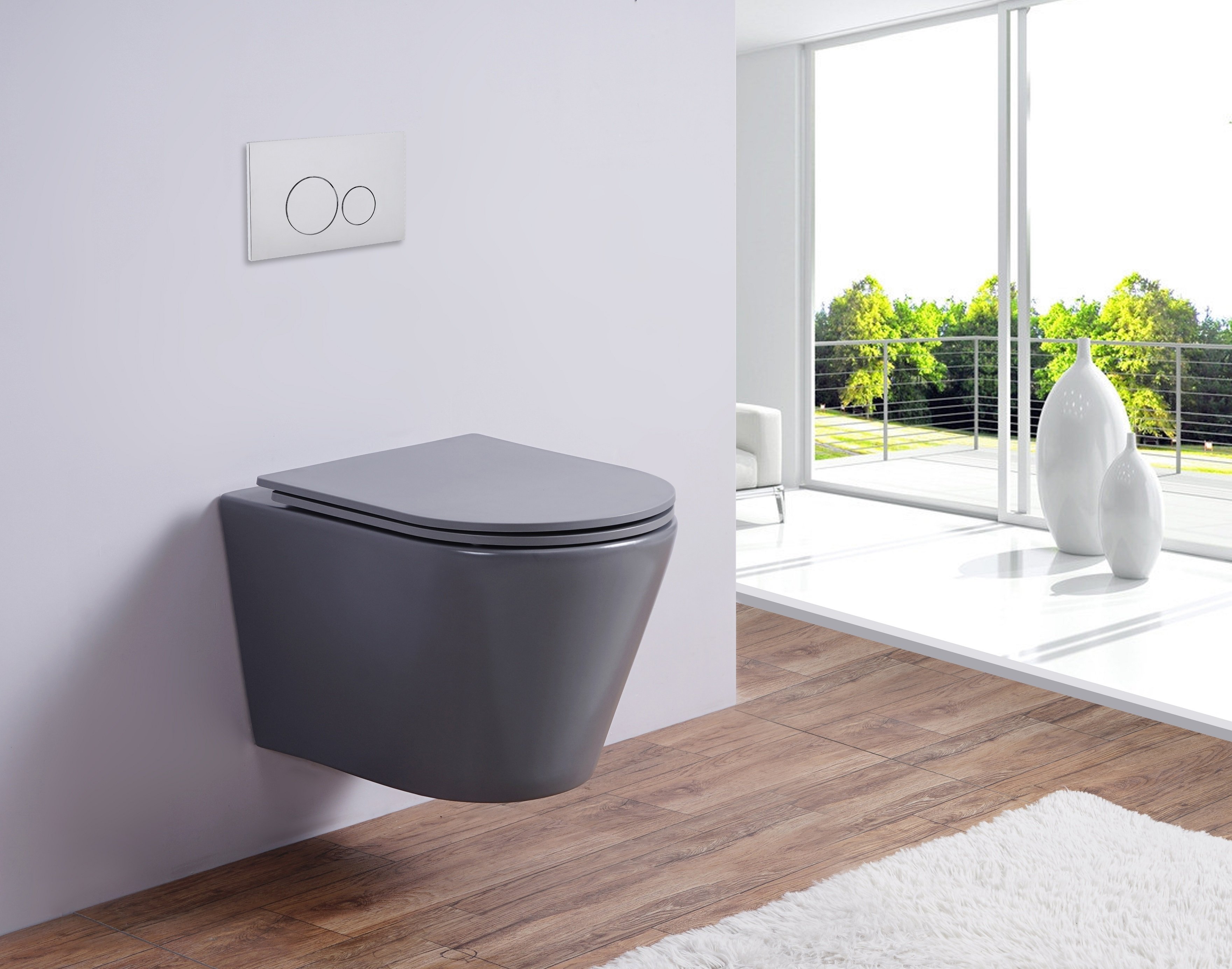 Унитаз подвесной Esbano CLAVEL серый матовый, с сиденьем микролифт