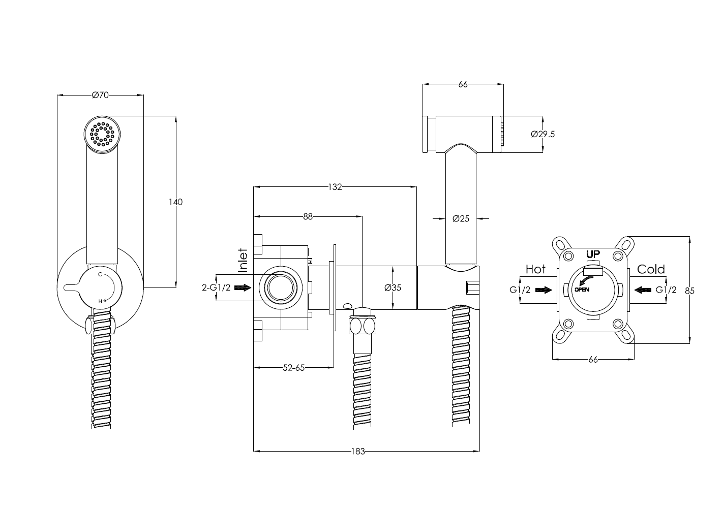 Гигиенический душ с прогрессивным смесителем Benesque Lumiere 26010106 бронза брашированная