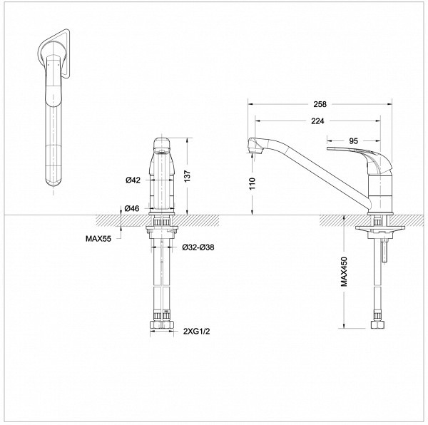 Смеситель для кухни Bravat Fit F7135188CP-RUS хром