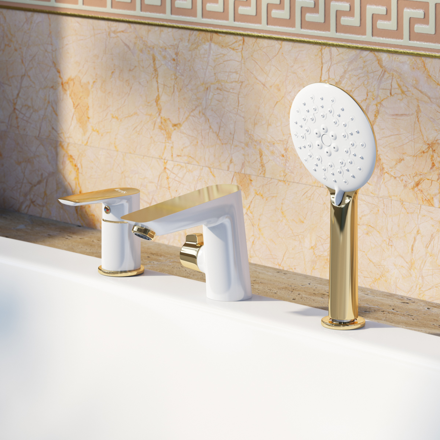 Смеситель для ванны с душем IDDIS Cloud CLOWG30i07 белый глянцевый/золото