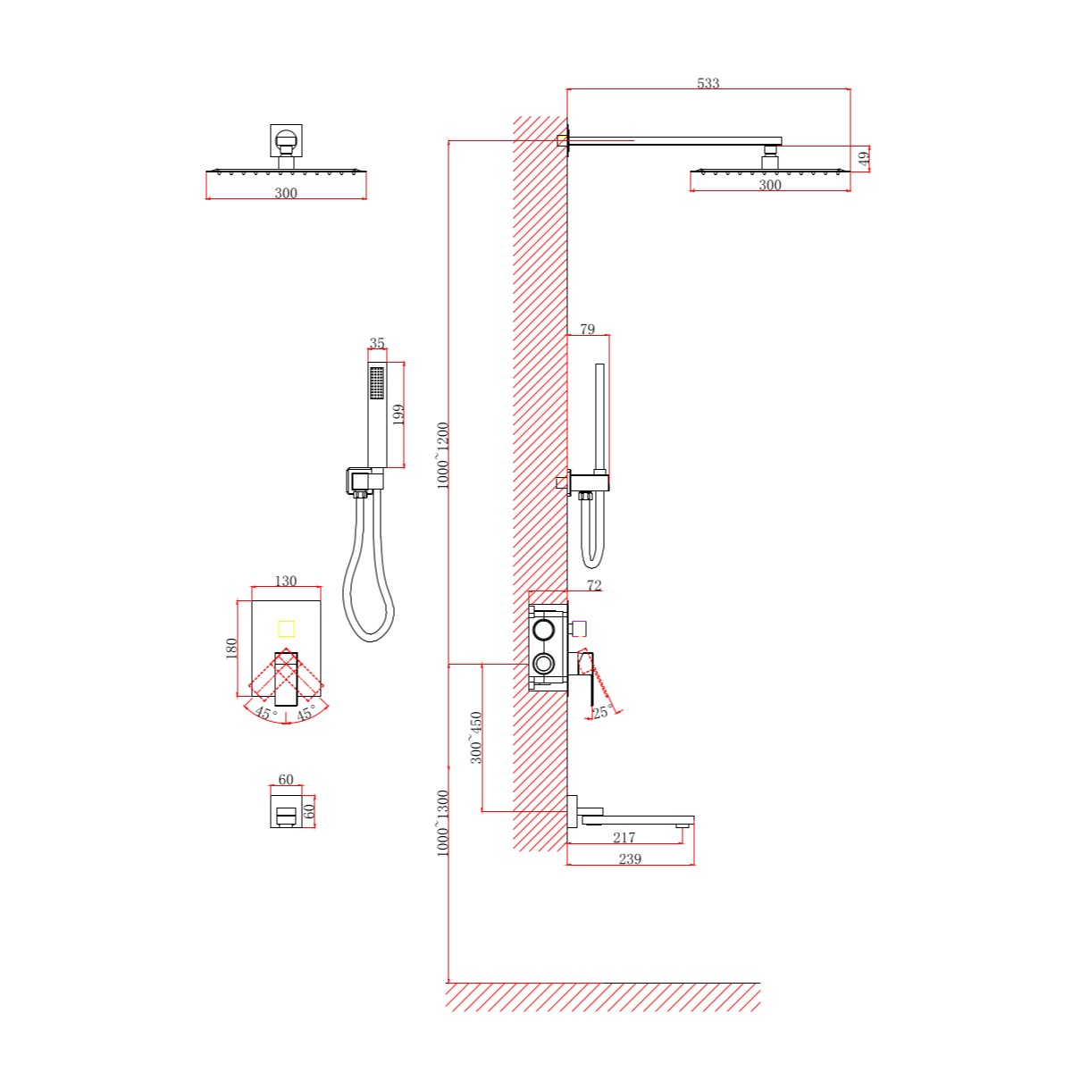 Душевая система встраиваемая D&K Bayern.Liszt DA1515608A04, белый
