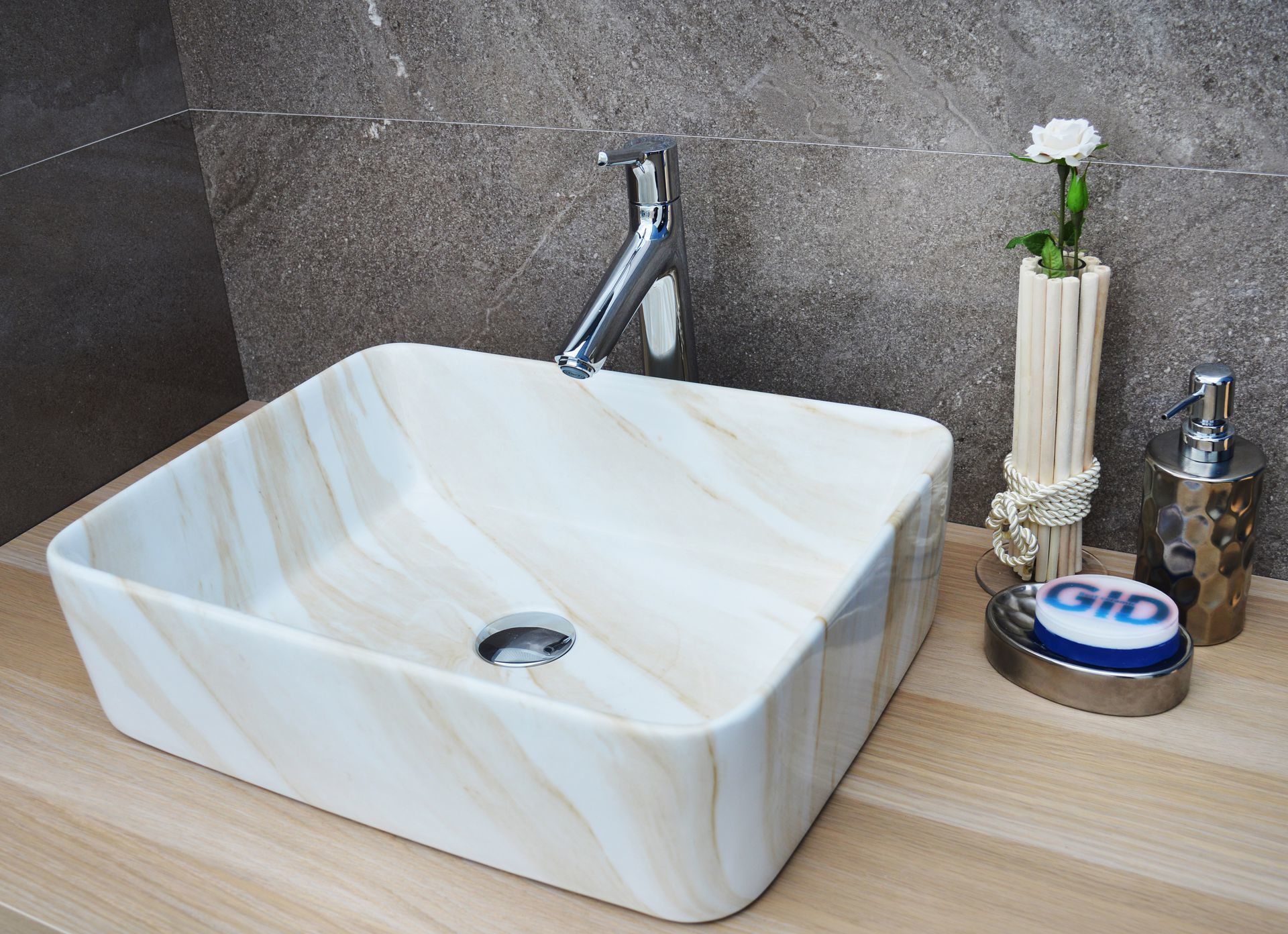 Раковина накладная 48см Gid Mnc600 бежевый