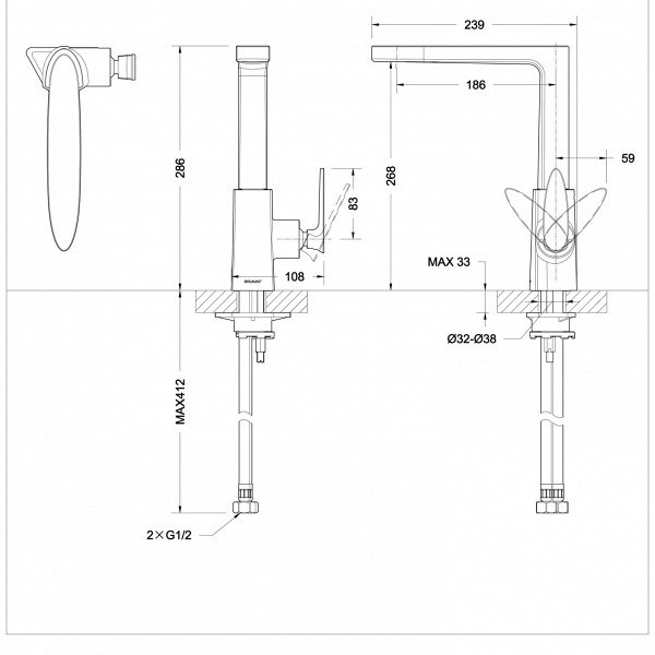 Смеситель для раковины Bravat Art F175109C хром