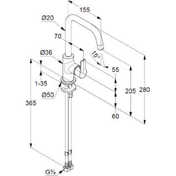 Смеситель для раковины Kludi Pure&Easy 370240565 хром