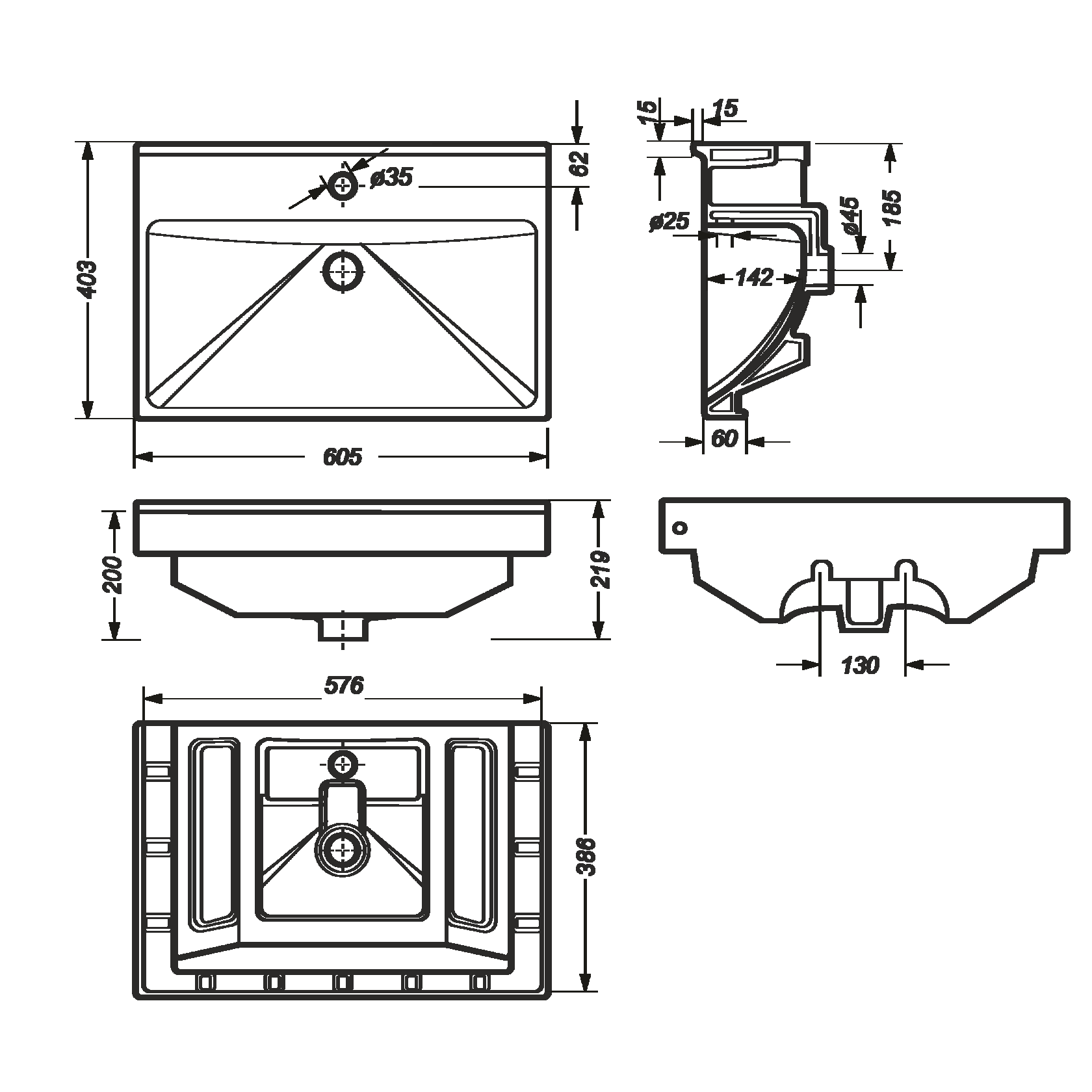 Раковина встраиваемая сверху 60см Sanita Luxe Fest FST60SLWB01 белый