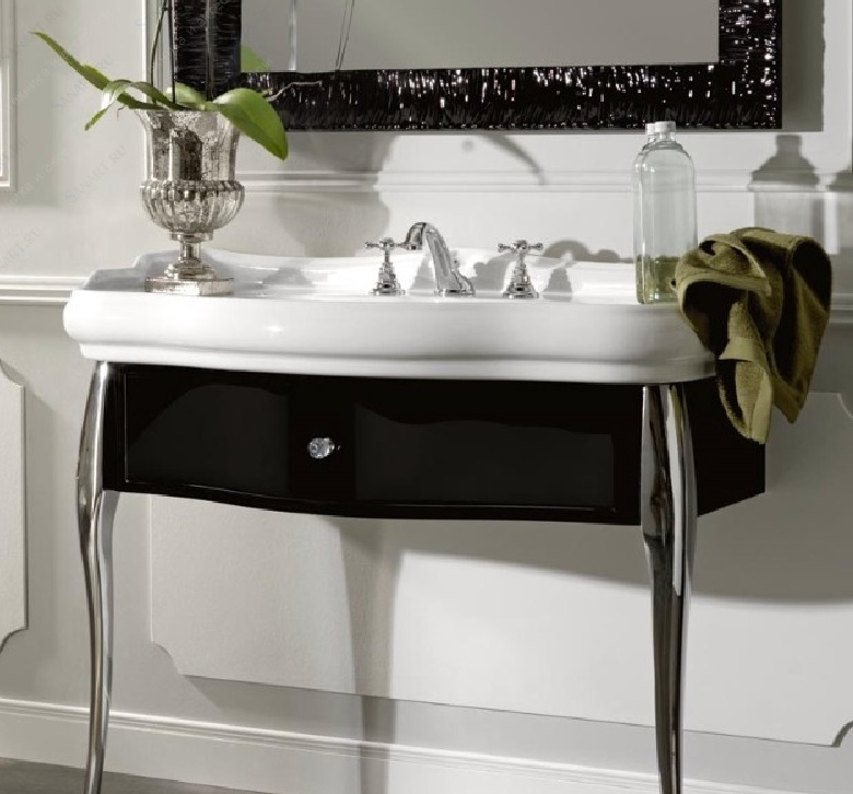 Тумба под раковину Kerasan Retro 7363 К3 черная глянцевая