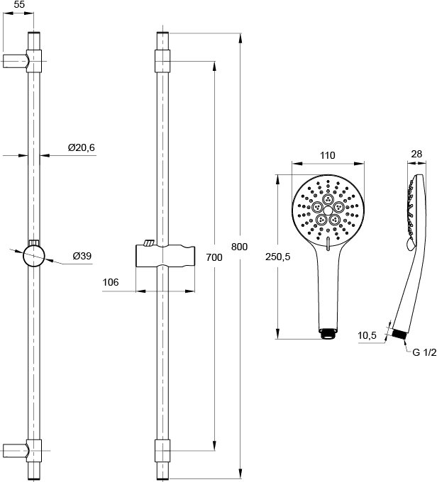 Душевой гарнитур Iddis Torr TOR3F00i16 Хром