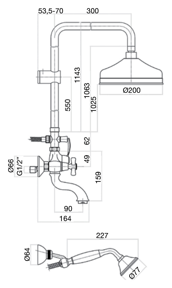 Душевая стойка Webert Armony AM721208060 медь