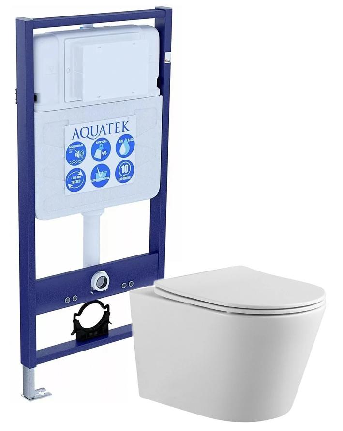 Set AQUATEK ВЕГА (рама AQUATEK Standard INS-0000012+звукоизоляционная прокладка+унитаз ВЕГА AQ1905-00+тонкое сиденье с механизмом плавного закрывания)