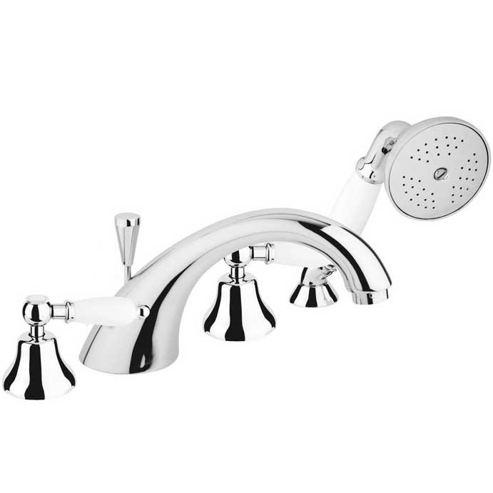 Смеситель на борт ванны Cezares First BVD ручки Белые Хром