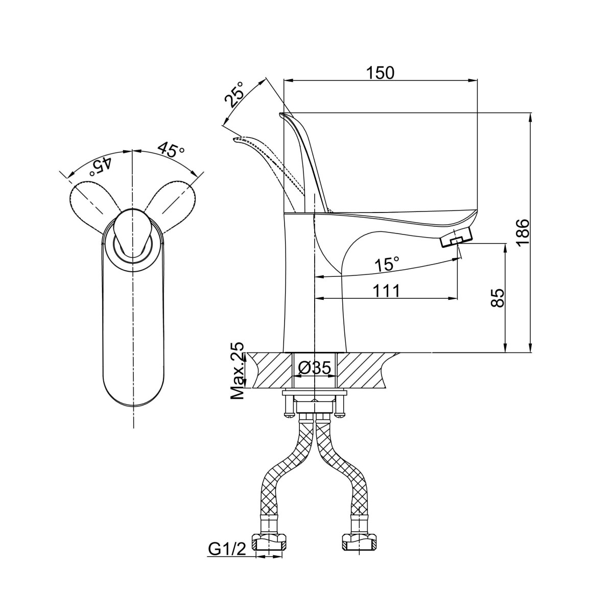 Смеситель для раковины D&K Venice DA1032159, черный/золото