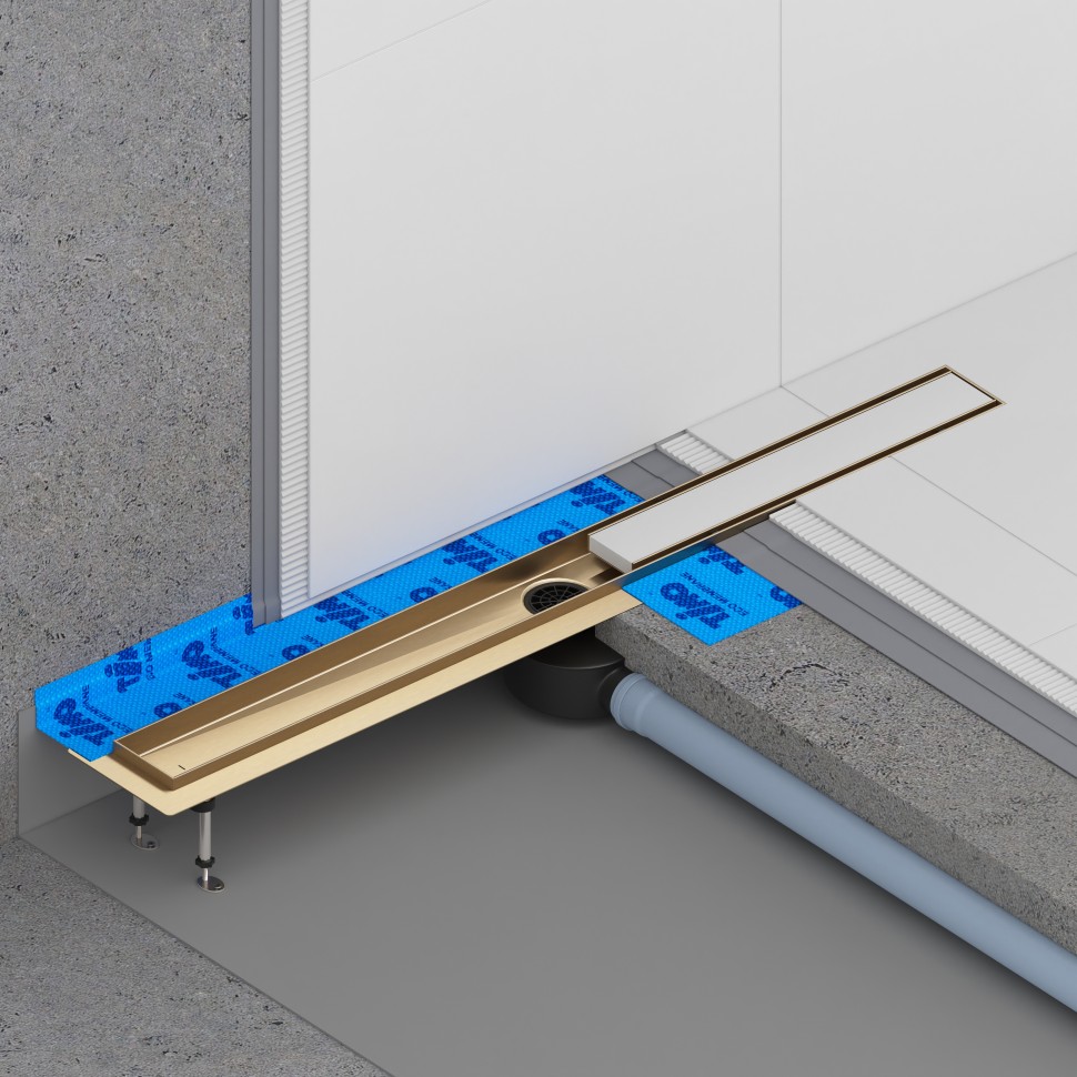 Душевой лоток (двухсторонняя решетка) TIMO Drain System DS230206/17, матовое золото