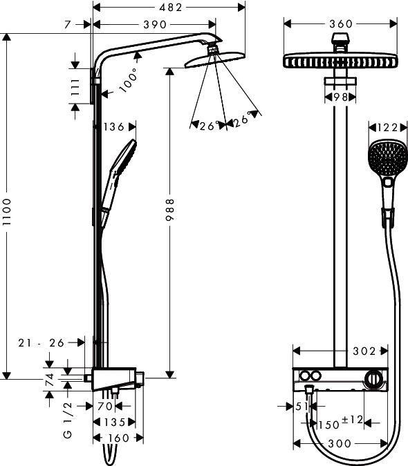Душевая стойка Hansgrohe Raindance Select E 27288400 хром/белый