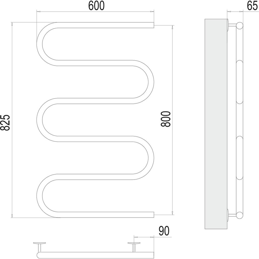 Полотенцесушитель электрический Terminus Ш-обр 60х80