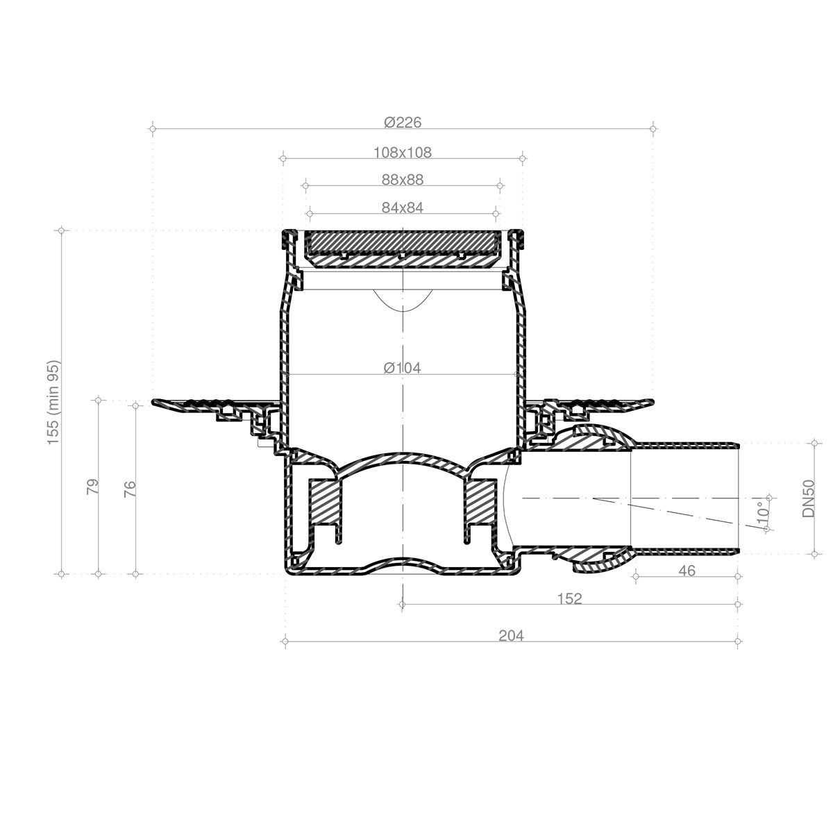 Душевой трап Pestan Confluo Standard 13000104 с решеткой