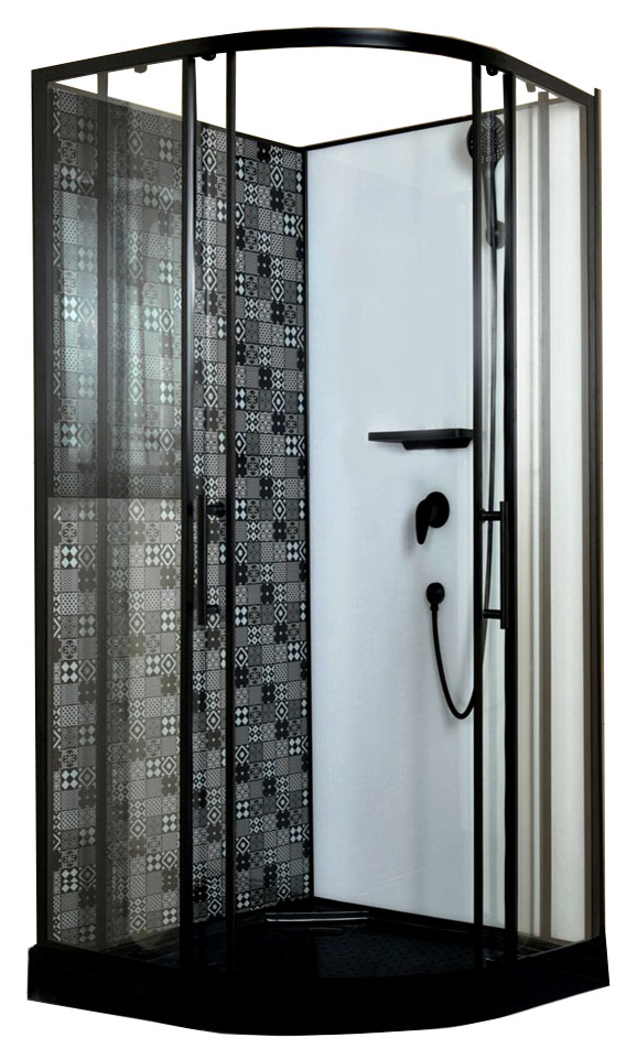 Душевая кабина Esbano Black ESKBB100С 100x100x210см, профиль черный матовый, стекло прозрачное