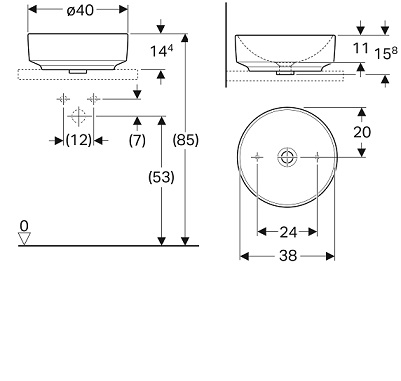 Раковина накладная 40см Geberit VariForm 500.768.01.2