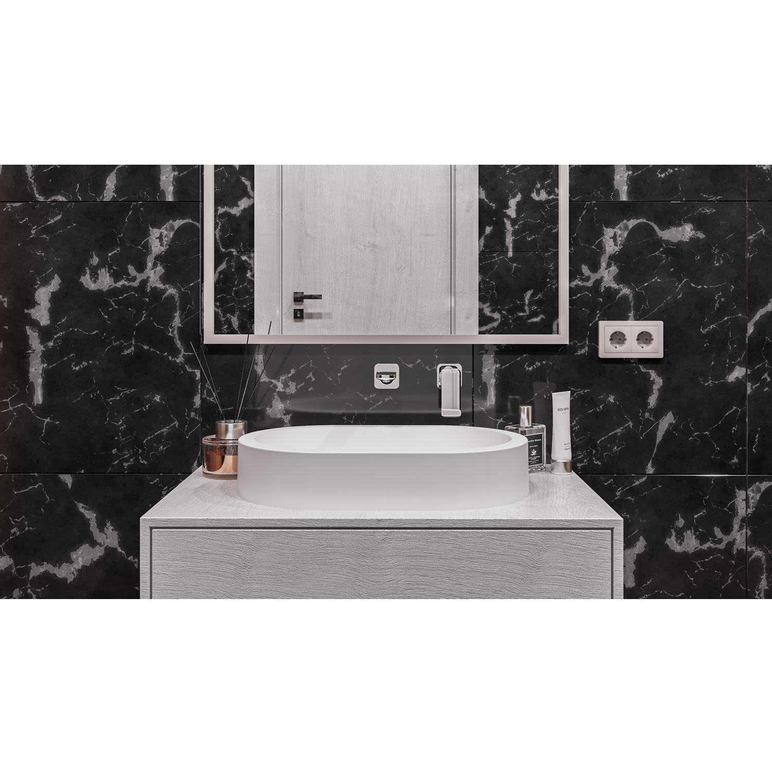 Умывальник WHITECROSS Malachite A 55x35 (белый мат) иск. камень