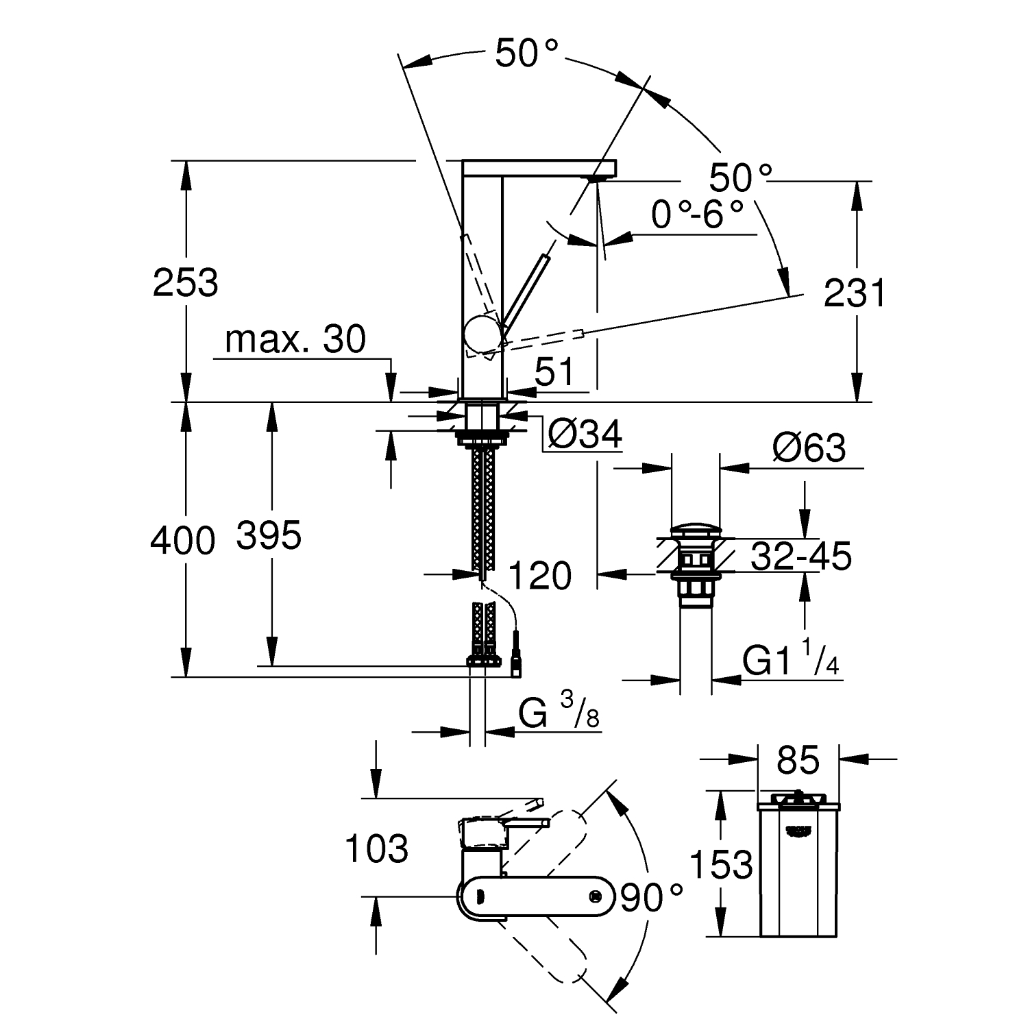 Смеситель для раковины Grohe Plus 23959003 хром