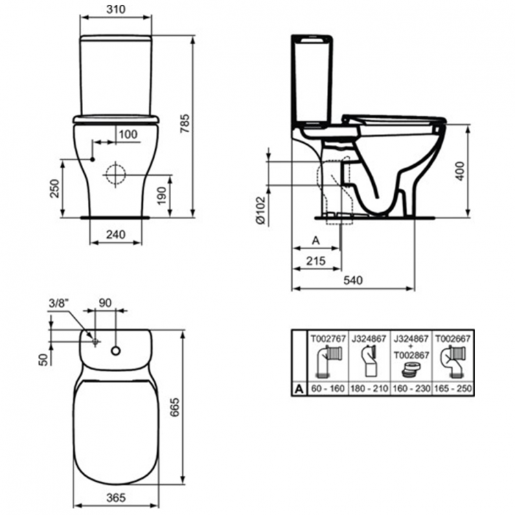 Бачок для унитаза Silk White (матовый белый) Ideal Standard TESI SILK WHITE T3568V1 AquaBlade®