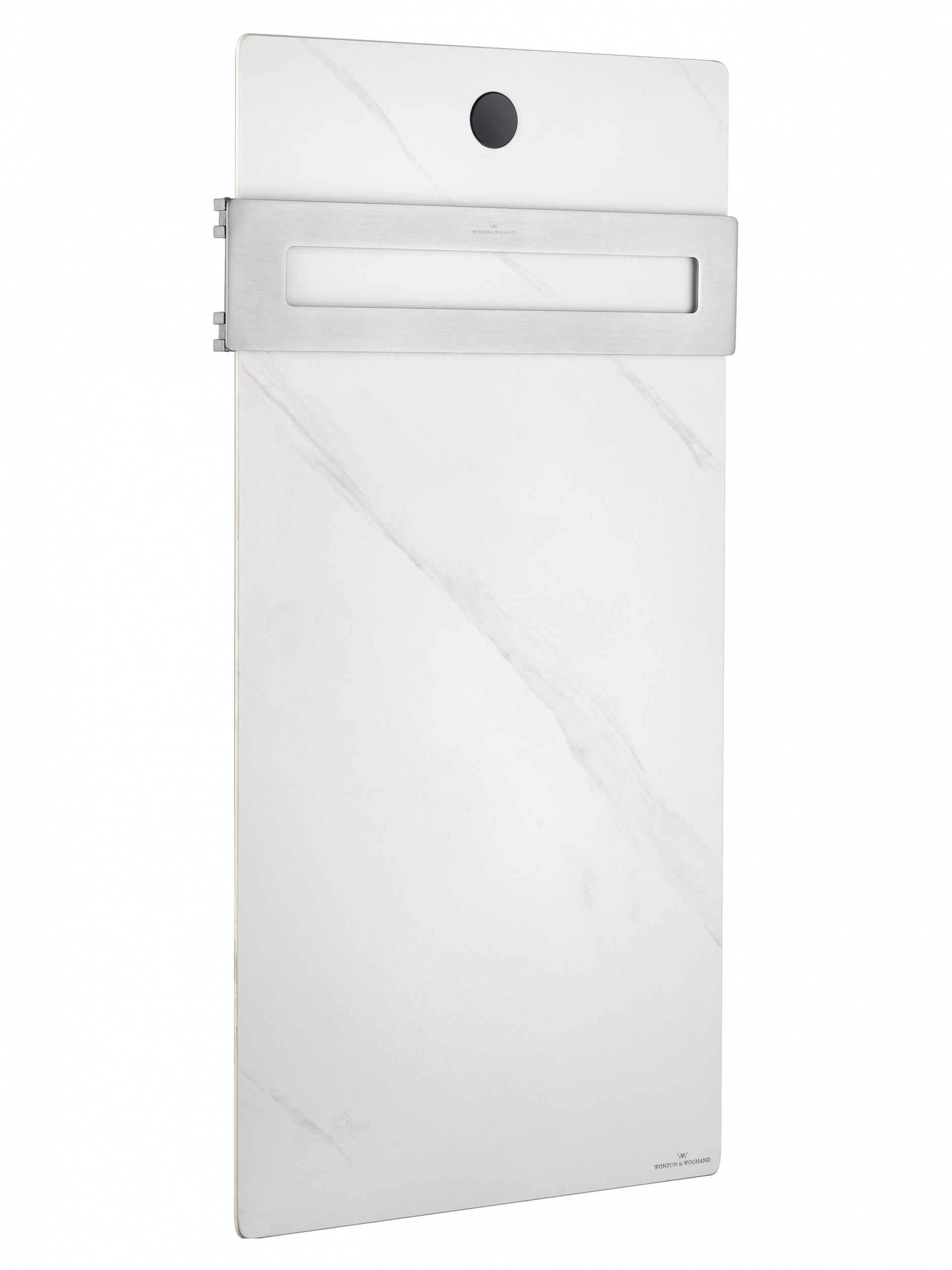 Полотенцесушитель электрический с каменной плитой Белый мрамор WONZON & WOGHAND STUTTGART, Брашированный никель (WW-A501-BR)