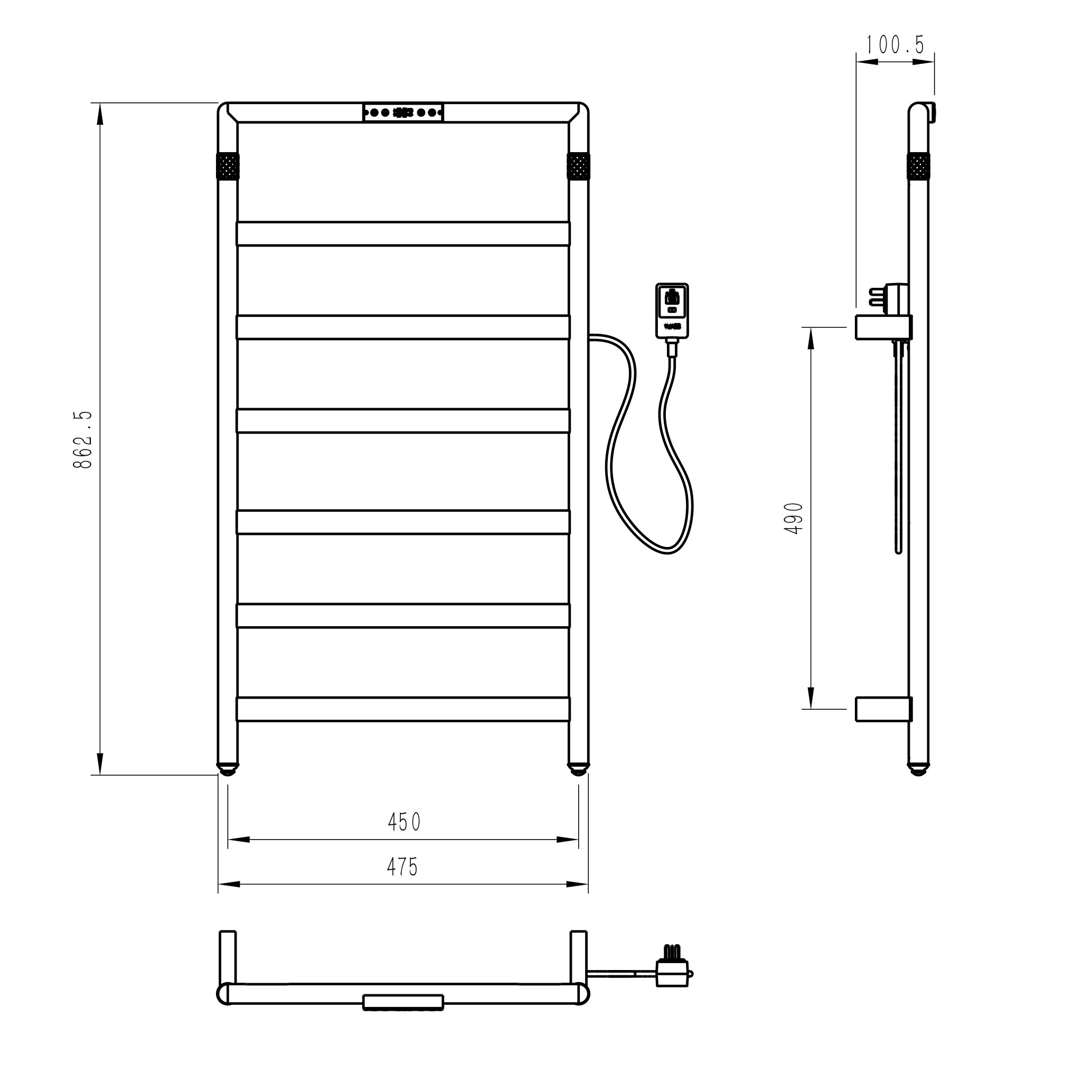 Полотенцесушитель электрический WONZON & WOGHAND KÖLN, Брашированный никель (WW-A6016-BR)