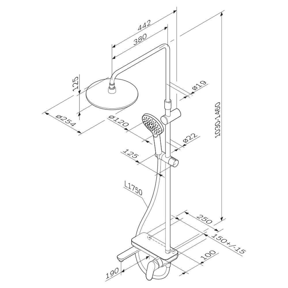 Душевая стойка Am.Pm Like F0780700 хром