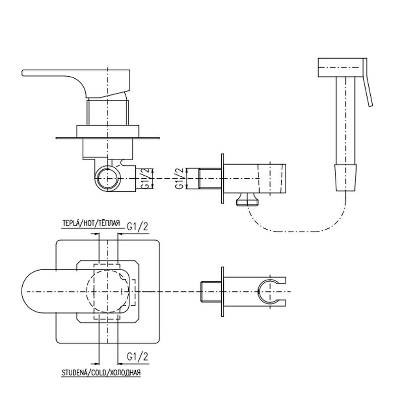 Гигиенический душ со смесителем Rav Slezak YUKON YU142, хром