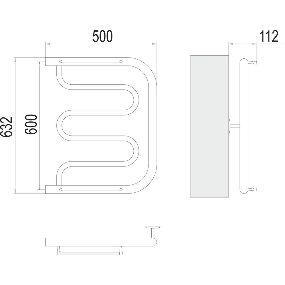 Полотенцесушитель водяной Terminus Фокстрот (1") 60х50