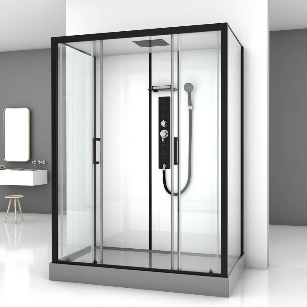 Душевая кабина Black&White G8010 160x85x215 профиль черный матовый, стекло прозрачное