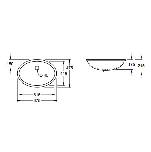 Раковина встраиваемая снизу 67см Villeroy & Boch Evana 6144 00 01 alpin