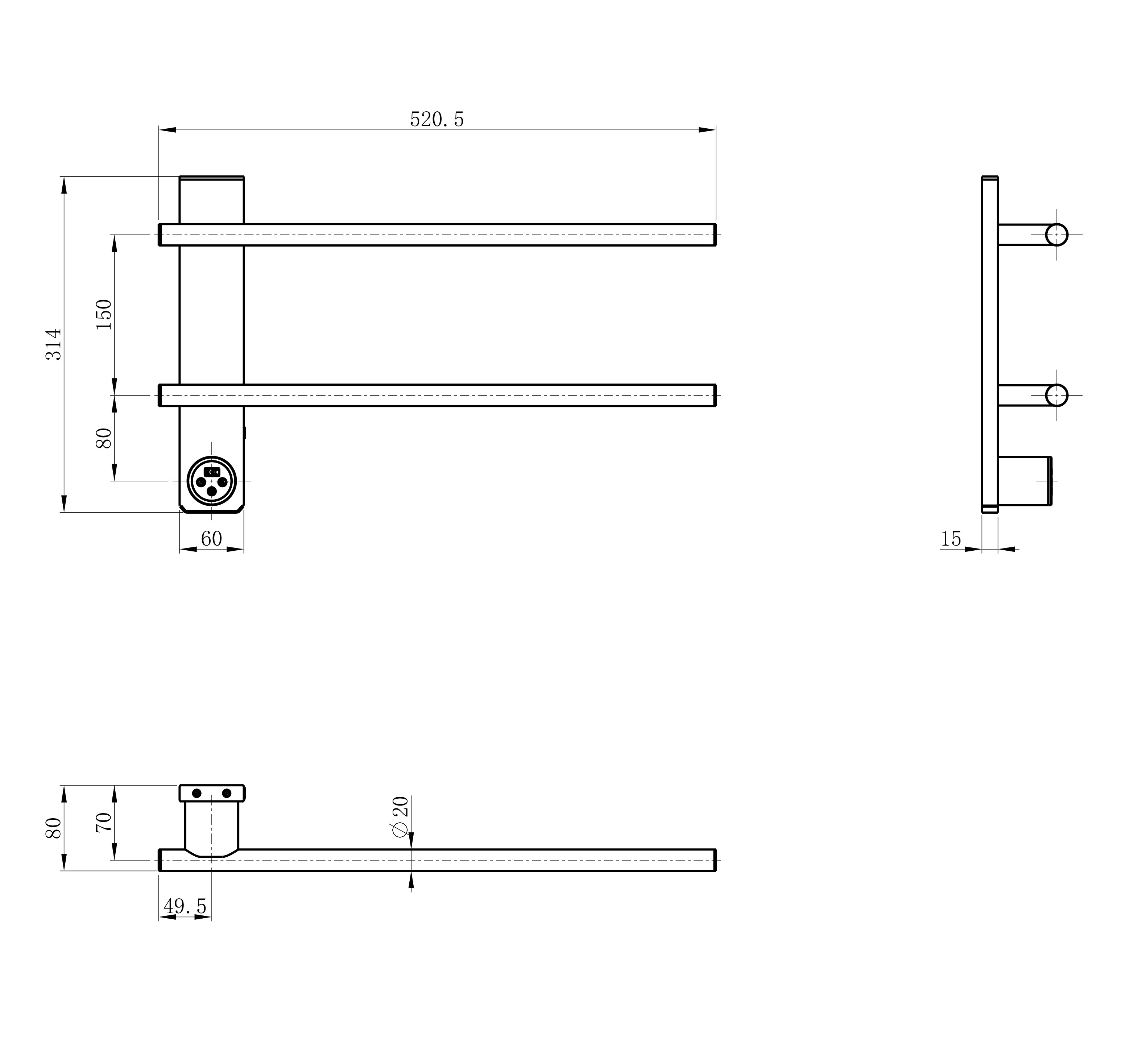 Полотенцесушитель электрический WONZON & WOGHAND NÜRNBERG, Черный матовый (WW-AL342-MB)