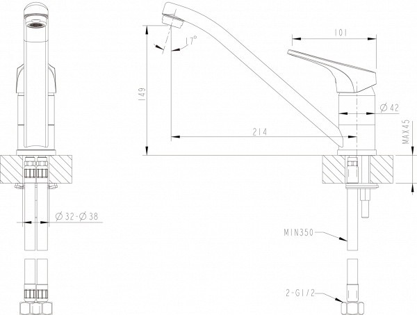 Смеситель для кухни Bravat Drop-D F1121179CP хром