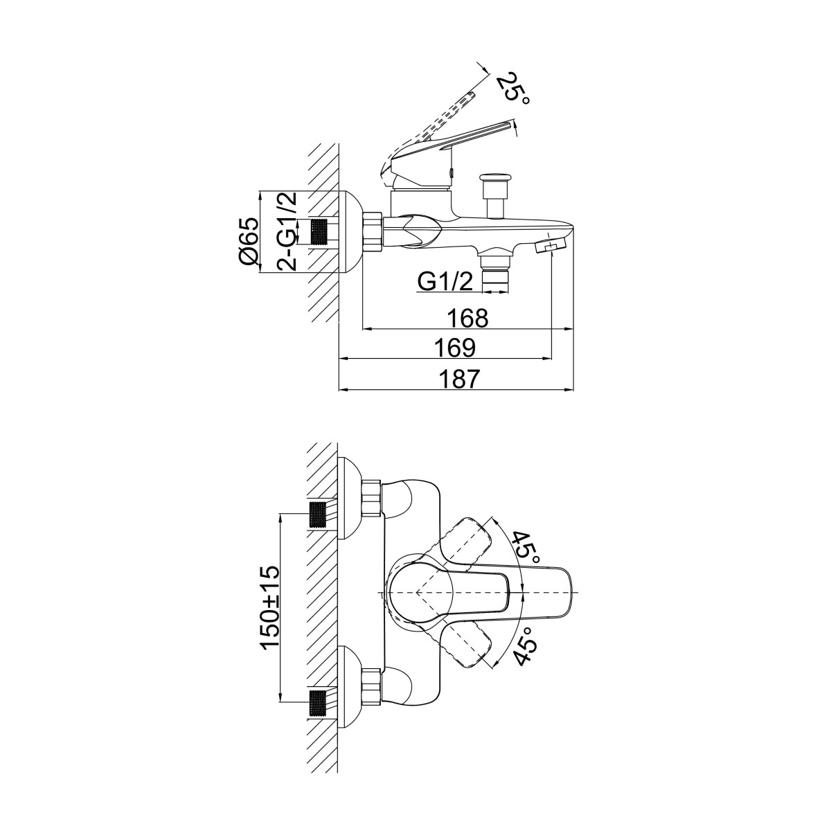 Смеситель для ванны D&K Bayern DA1243201, хром