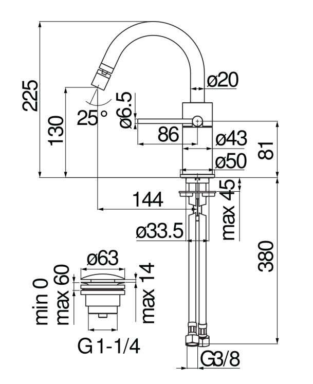 Смеситель для биде Nobili Velis VE125139/2FLP черный
